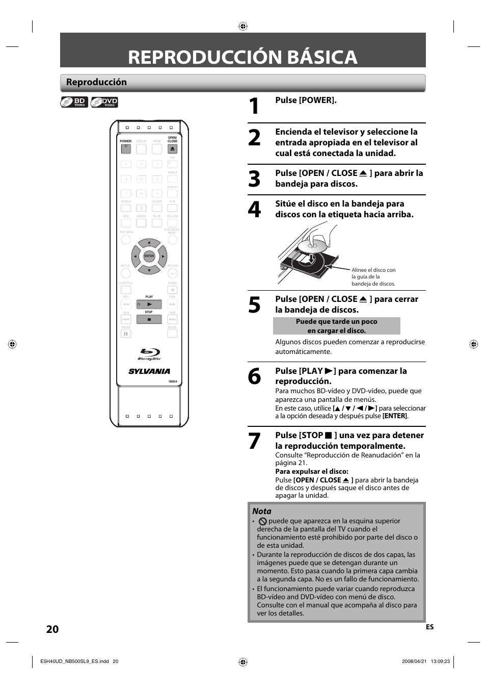 Reproducción básica | Sylvania NB500SL9 User Manual | Page 71 / 148