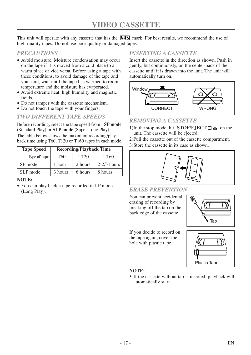 Video cassette | Sylvania 6313CE User Manual | Page 17 / 32