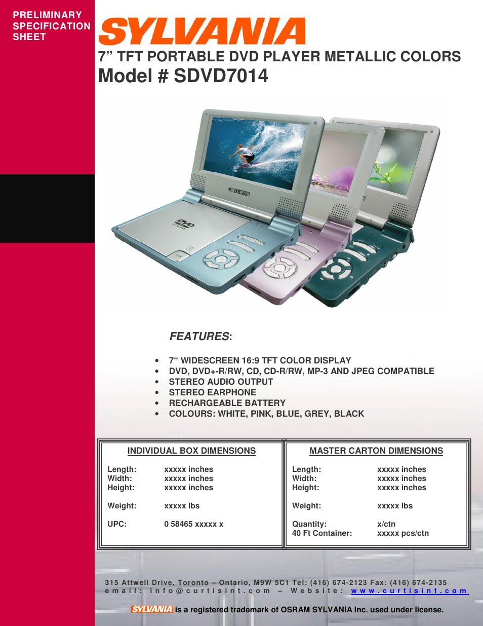Sylvania SDVD7014 User Manual | 1 page