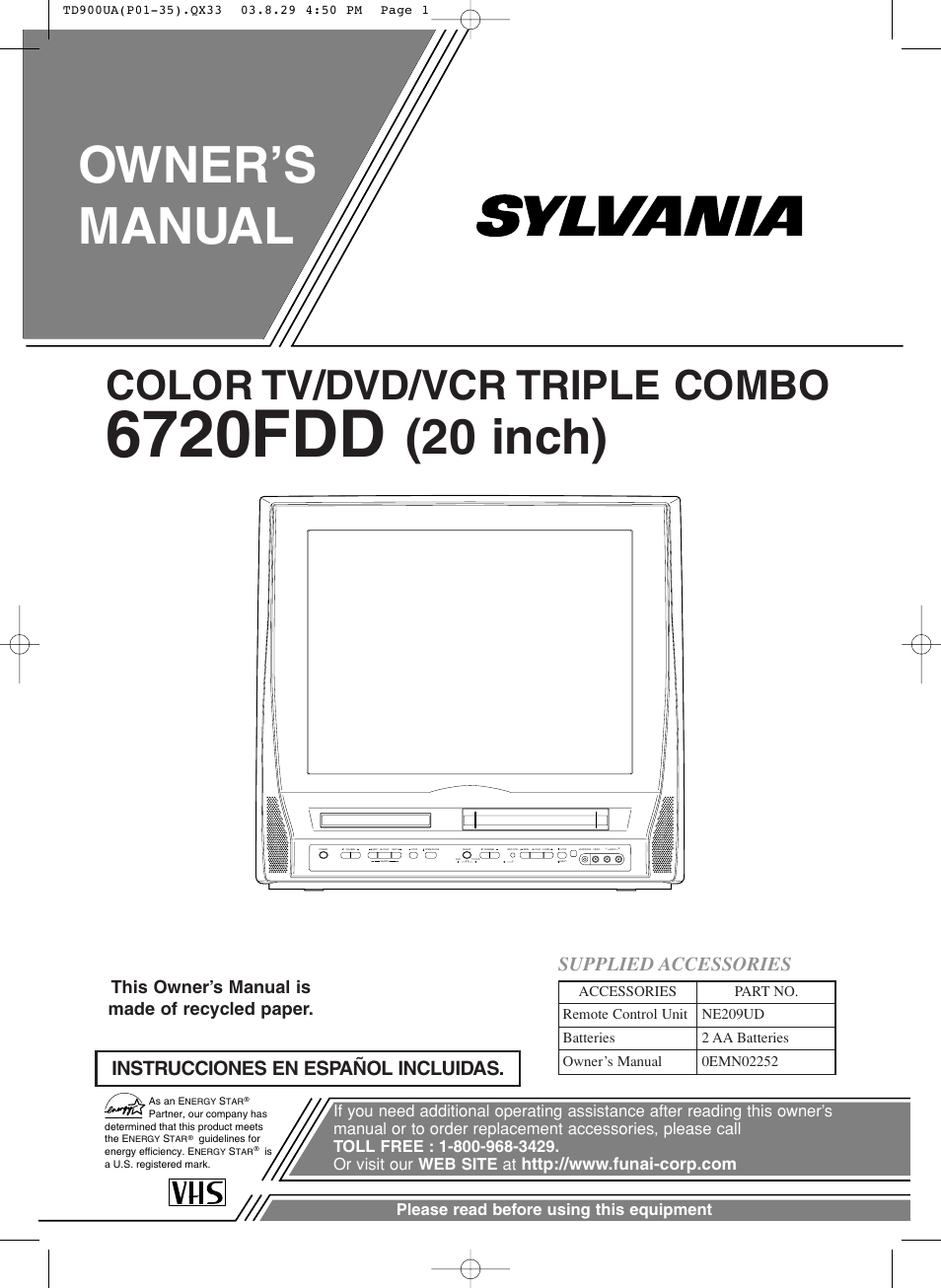 Sylvania 6720FDD User Manual | 56 pages