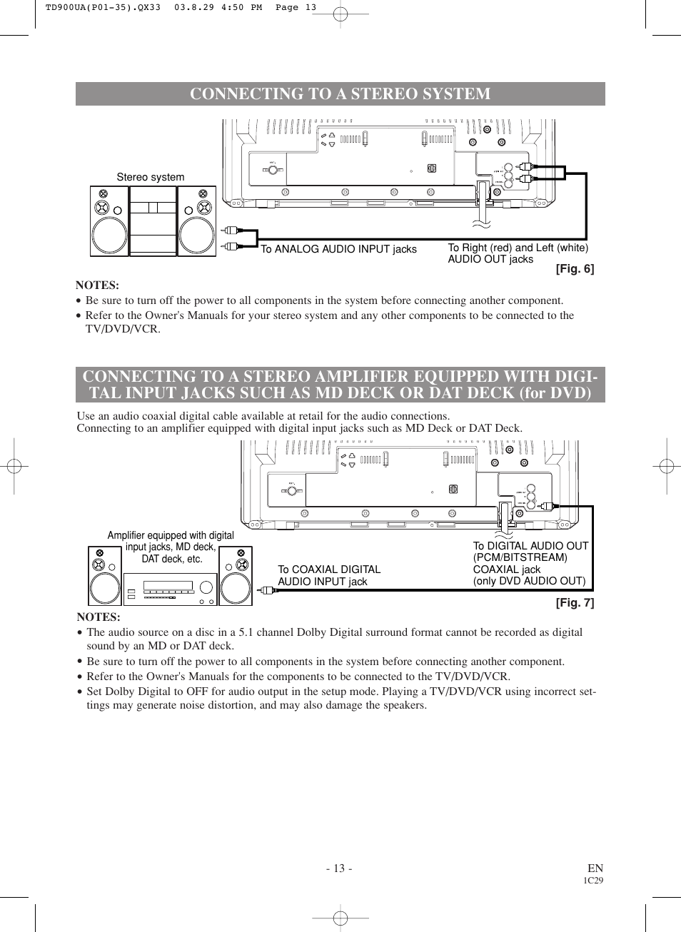 Connecting to a stereo system | Sylvania 6720FDD User Manual | Page 13 / 56