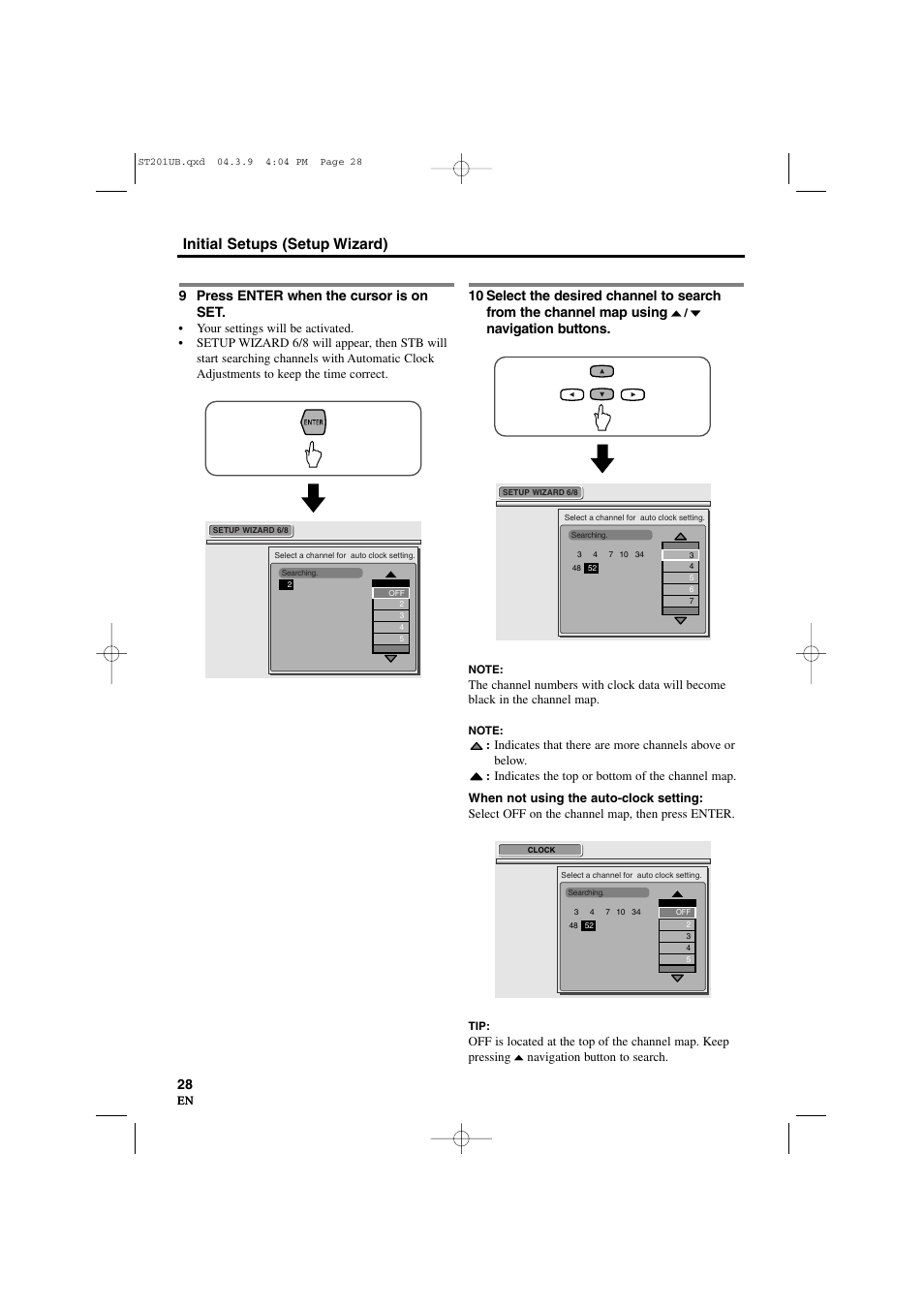 Initial setups (setup wizard), 9 press enter when the cursor is on set, Navigation buttons | Sylvania 6900DTD User Manual | Page 28 / 96
