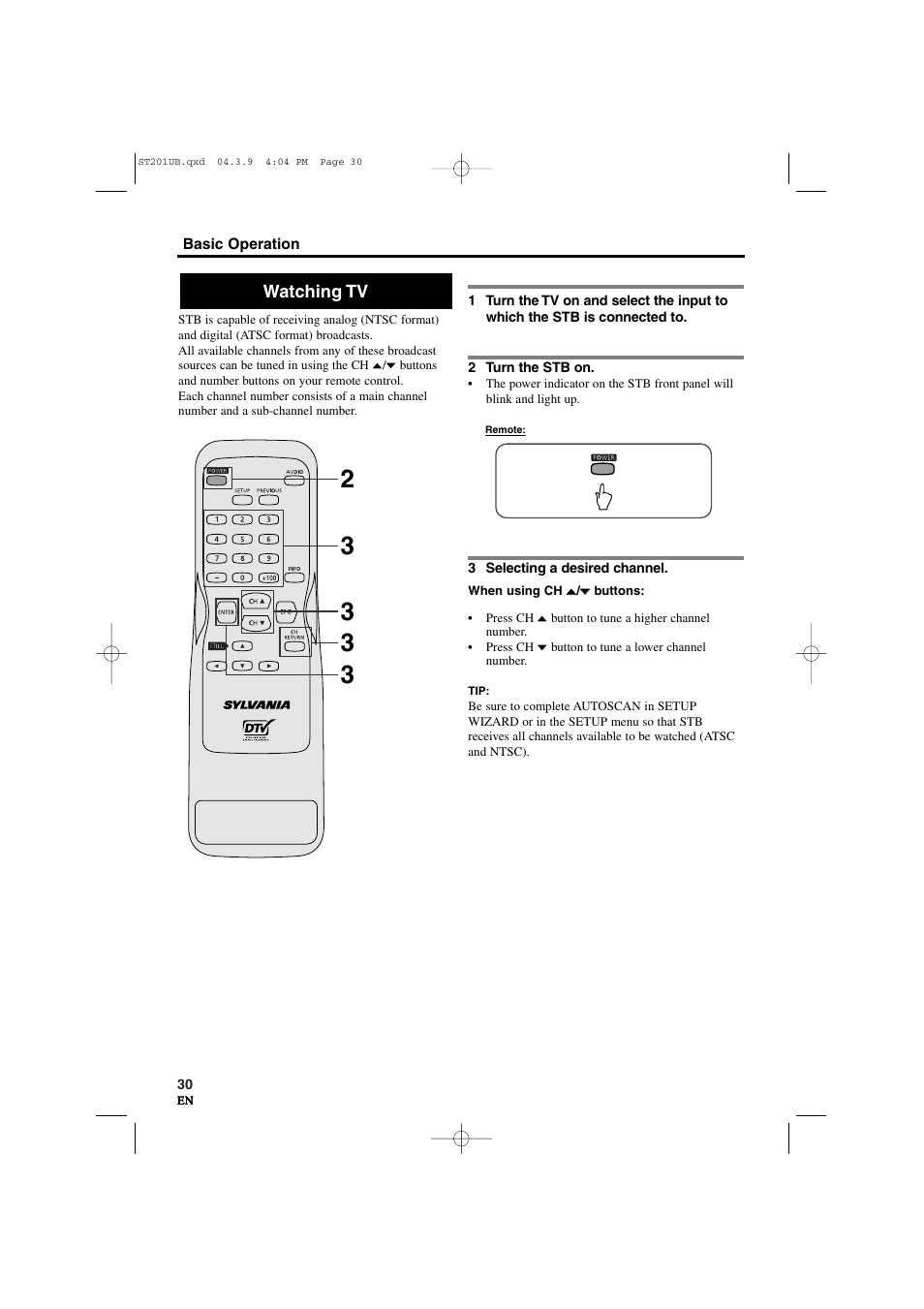 Watching tv | Sylvania 6900DTD User Manual | Page 30 / 96