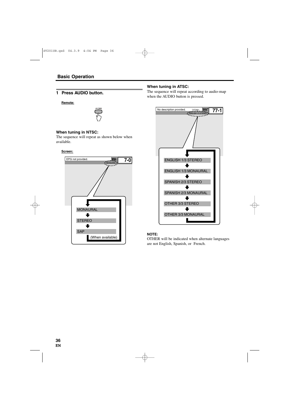 Basic operation | Sylvania 6900DTD User Manual | Page 36 / 96