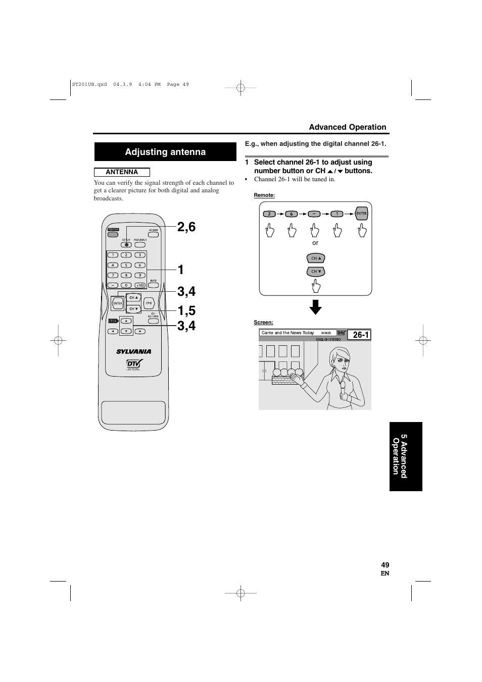 Adjusting antenna | Sylvania 6900DTD User Manual | Page 49 / 96