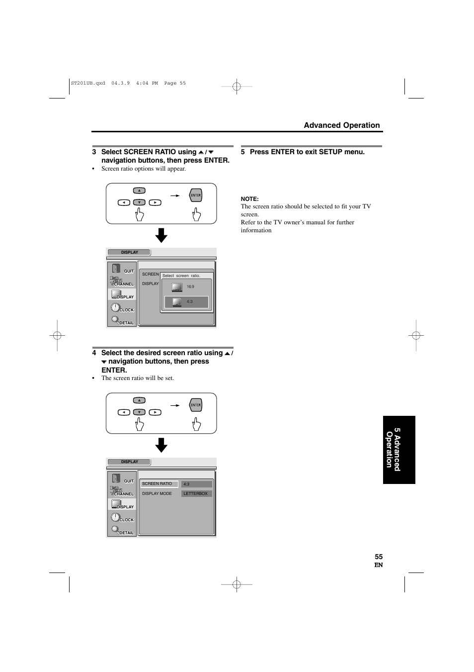 Advanced operation 5 ad v anced operation | Sylvania 6900DTD User Manual | Page 55 / 96