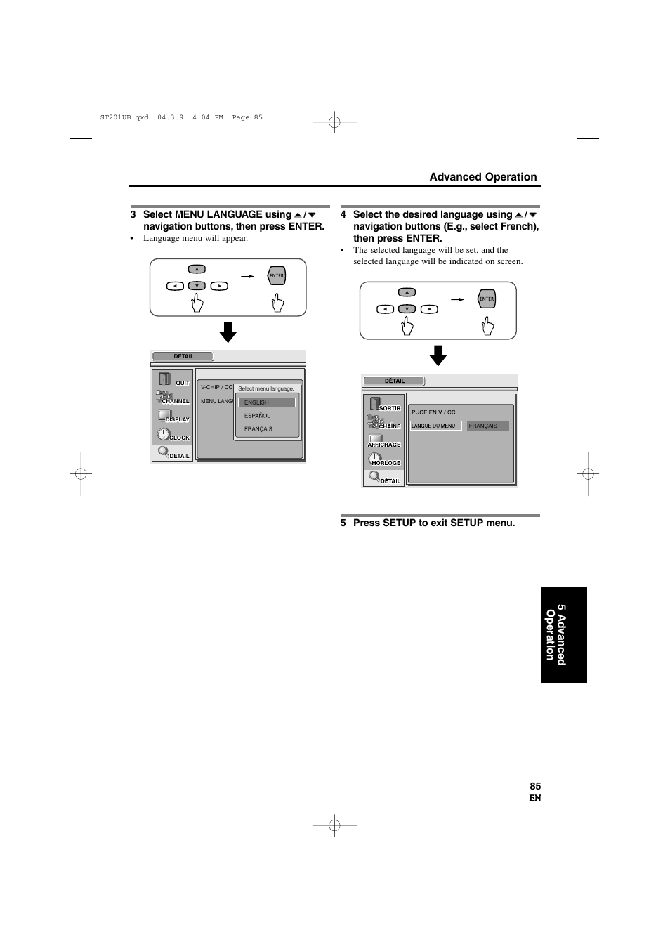 Advanced operation 5 ad v anced operation | Sylvania 6900DTD User Manual | Page 85 / 96