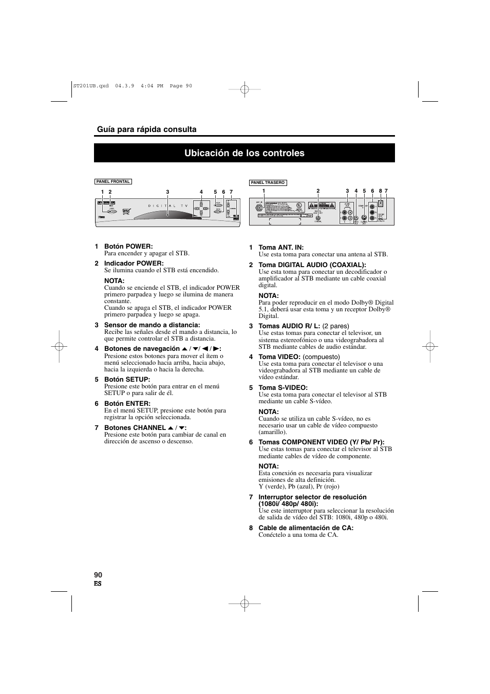 Ubicación de los controles | Sylvania 6900DTD User Manual | Page 90 / 96