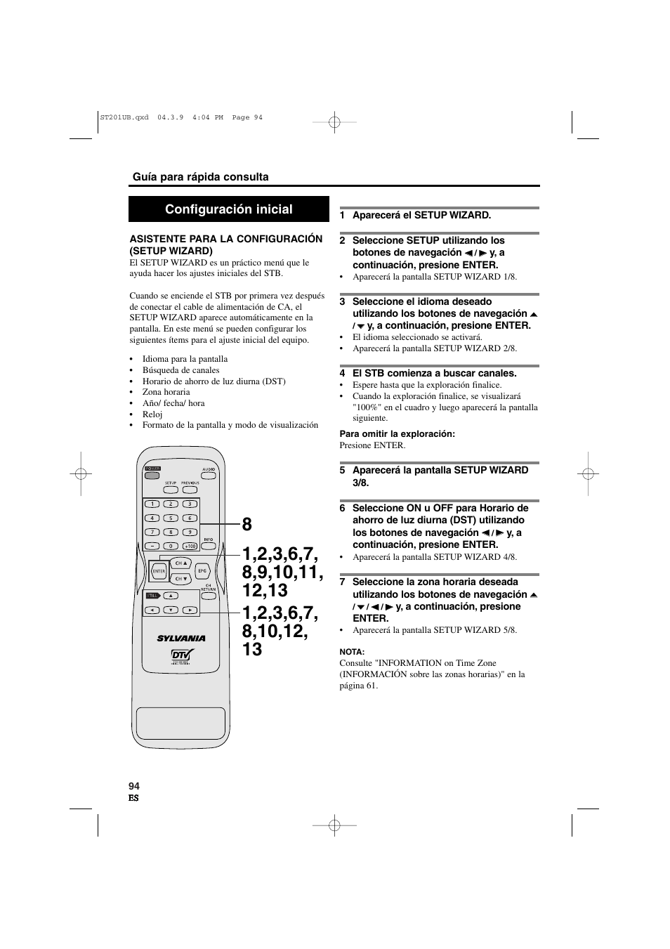 Configuración inicial | Sylvania 6900DTD User Manual | Page 94 / 96