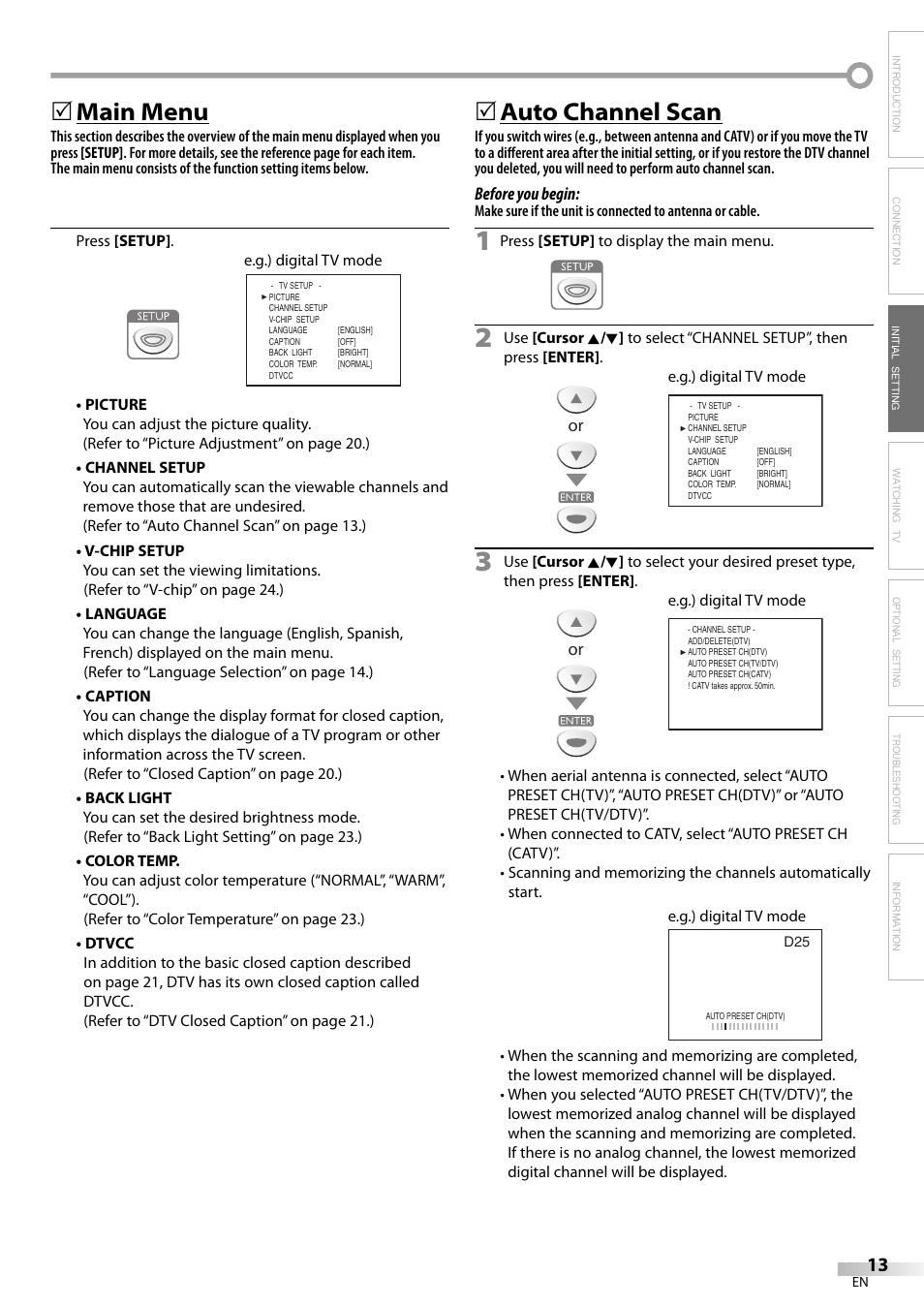 Main menu, 5auto channel scan | Sylvania LC155SL8P User Manual | Page 13 / 30