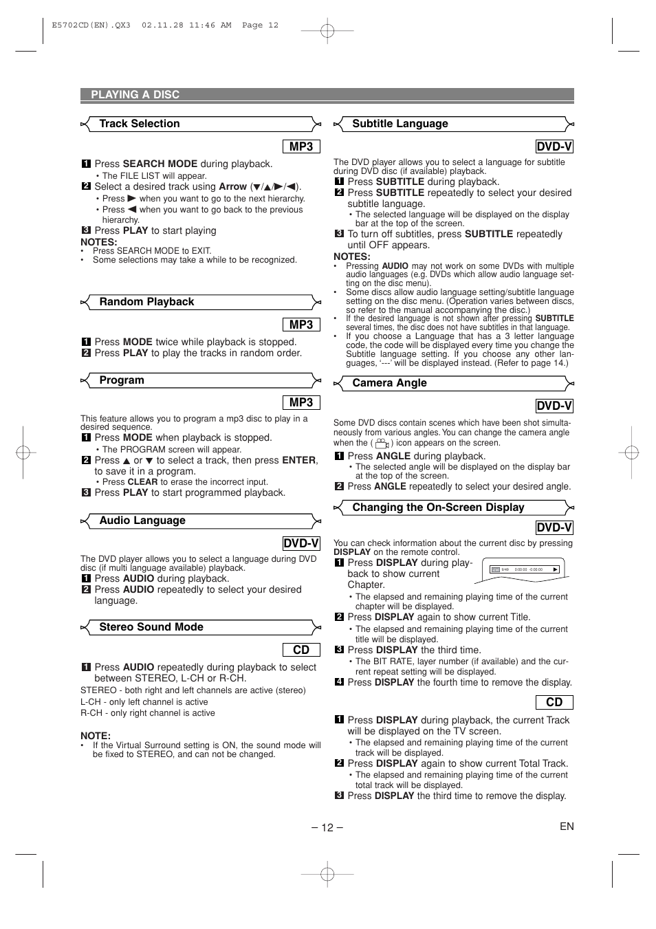 Dvd-v | Sylvania CDVL100D User Manual | Page 12 / 20