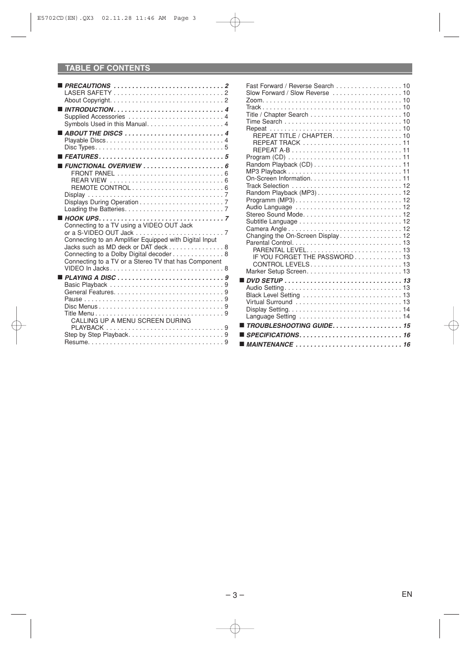 Sylvania CDVL100D User Manual | Page 3 / 20