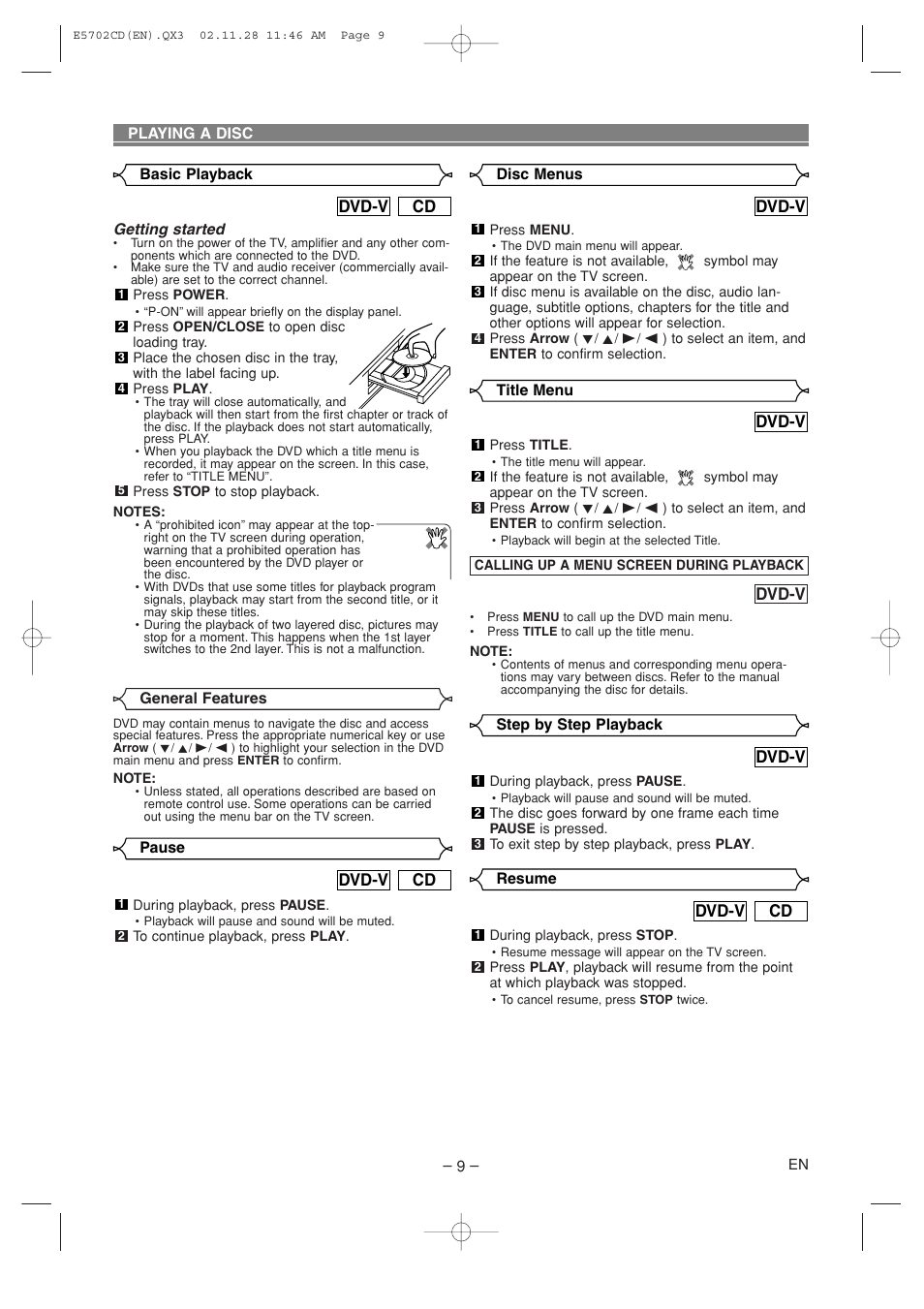 Dvd-v, Cd dvd-v | Sylvania CDVL100D User Manual | Page 9 / 20