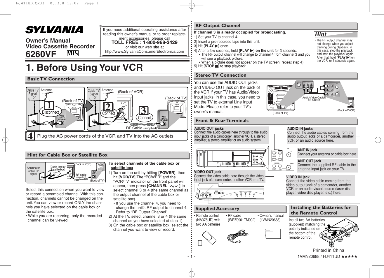 Sylvania 6260VF User Manual | 8 pages