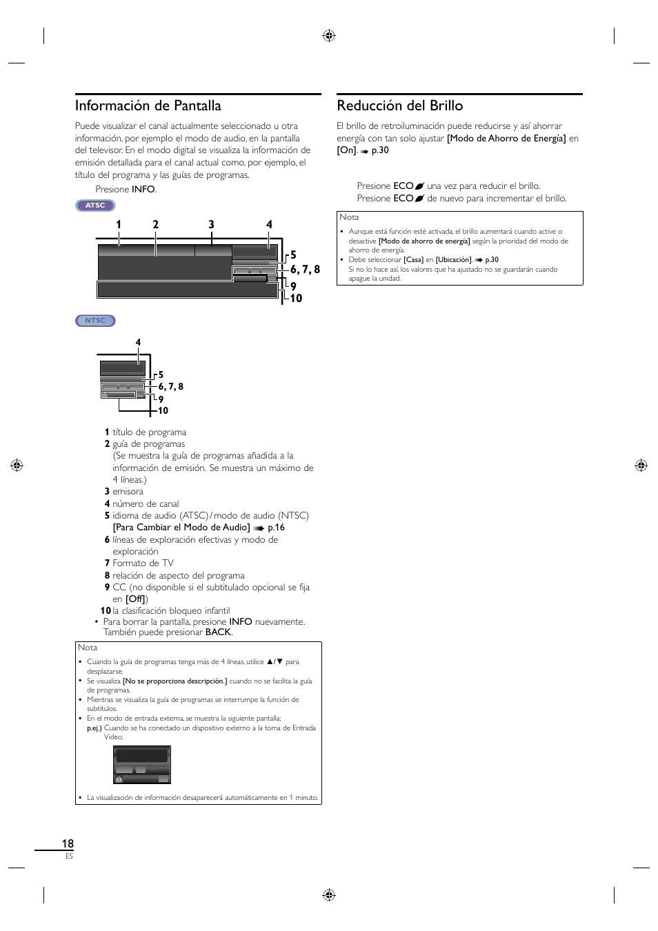 Información de pantalla, Reducción del brillo | Sylvania LC320SL1 User Manual | Page 100 / 120