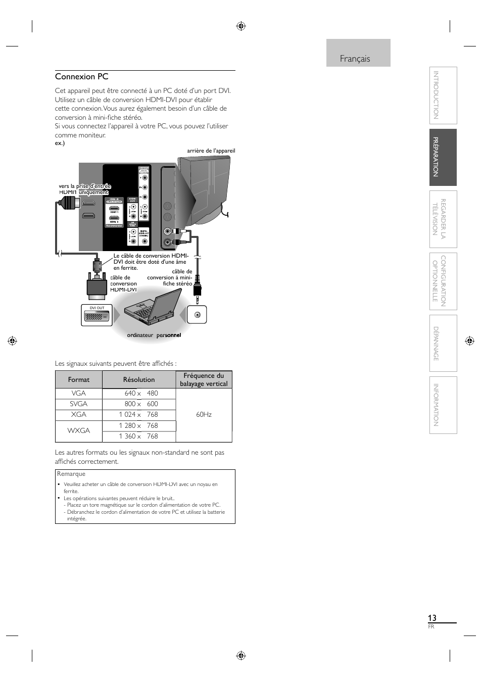 Français, Connexion pc | Sylvania LC320SL1 User Manual | Page 58 / 120