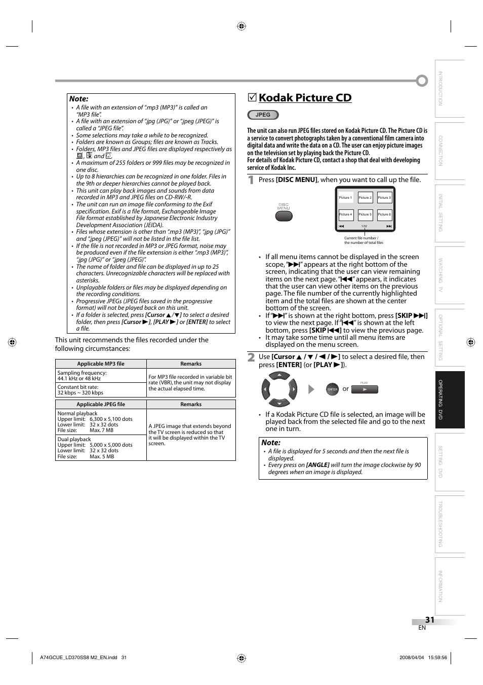 Kodak picture cd | Sylvania LD370SS8 User Manual | Page 31 / 96