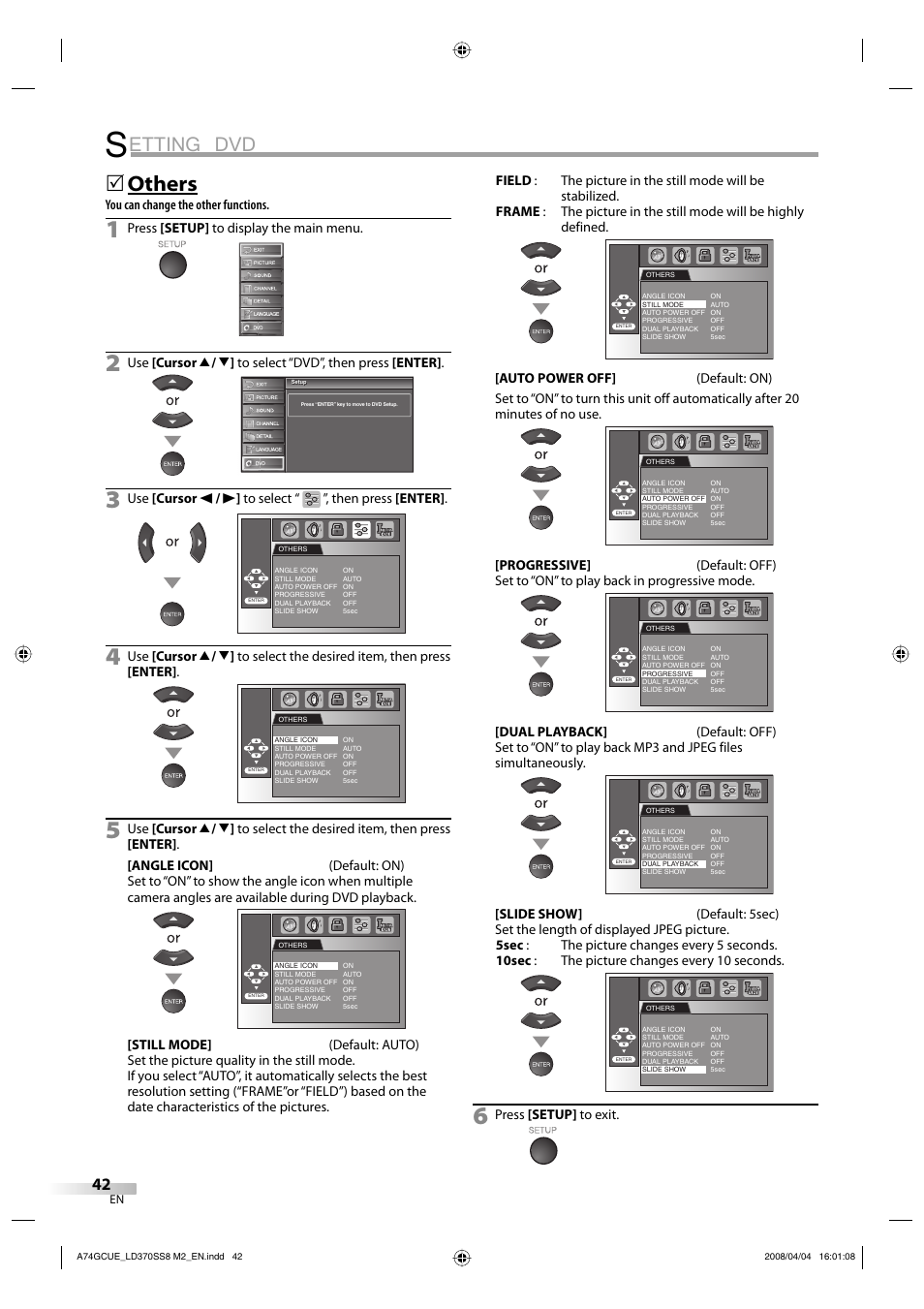 Etting dvd, Others | Sylvania LD370SS8 User Manual | Page 42 / 96