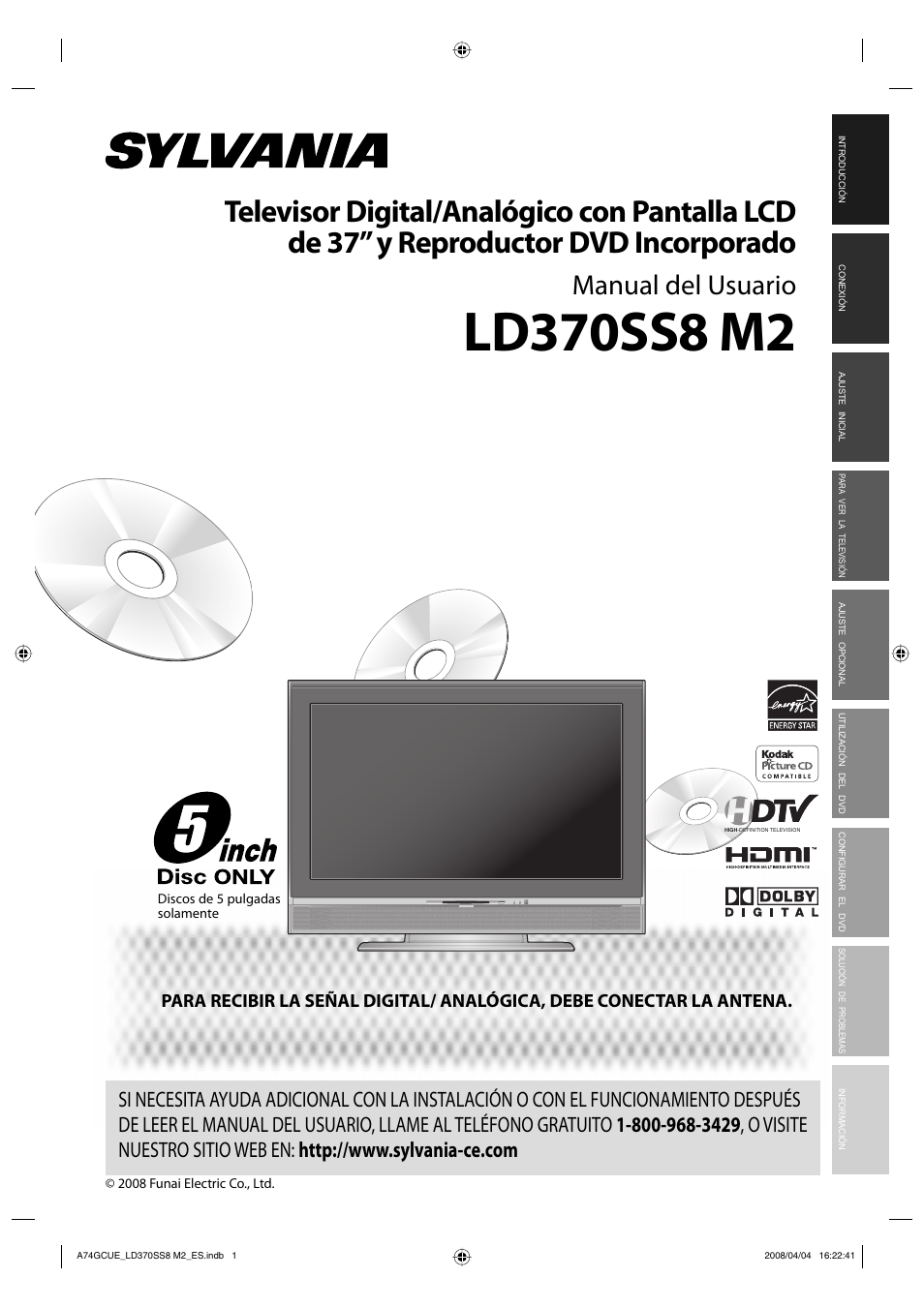 Manual del usuario | Sylvania LD370SS8 User Manual | Page 49 / 96