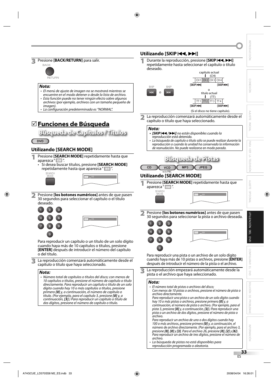 Búsqueda de pistas | Sylvania LD370SS8 User Manual | Page 81 / 96