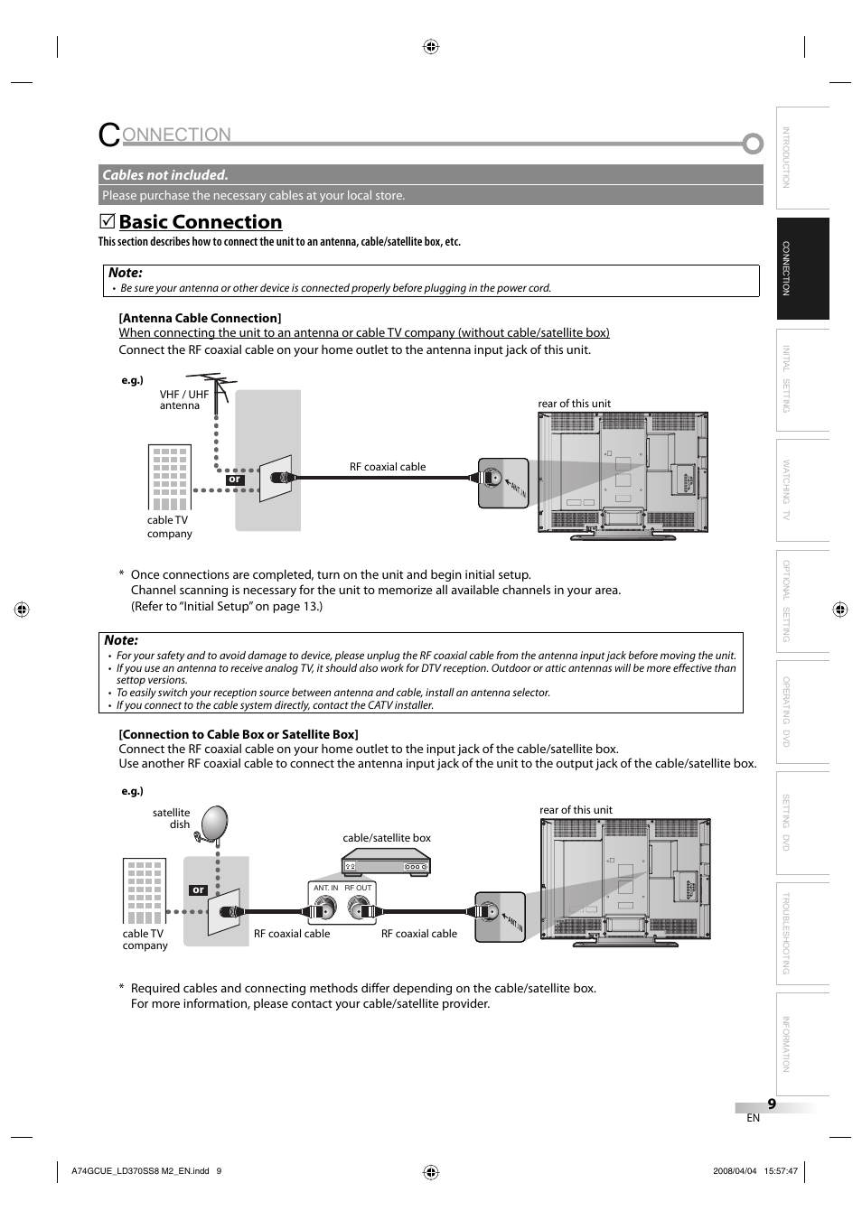 Onnection, Basic connection | Sylvania LD370SS8 User Manual | Page 9 / 96