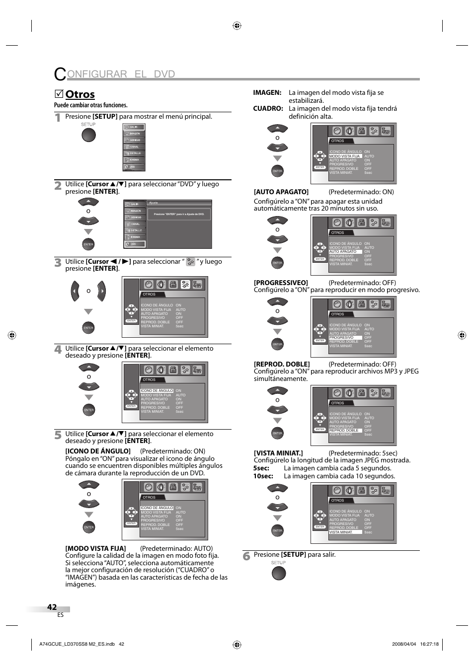 Onfigurar el dvd, Otros | Sylvania LD370SS8 User Manual | Page 90 / 96