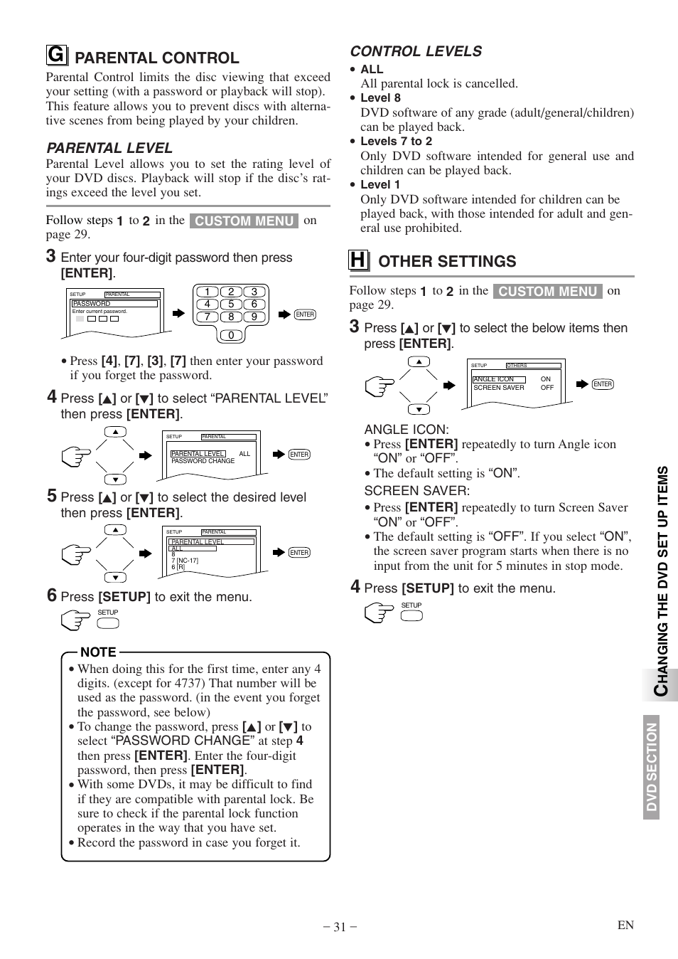 Parental control, Other settings | Sylvania 6615LDF User Manual | Page 31 / 48