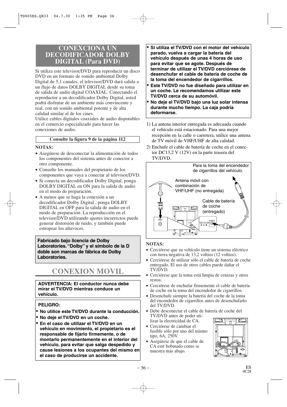 Conexion movil | Sylvania SRTD309 User Manual | Page 36 / 40