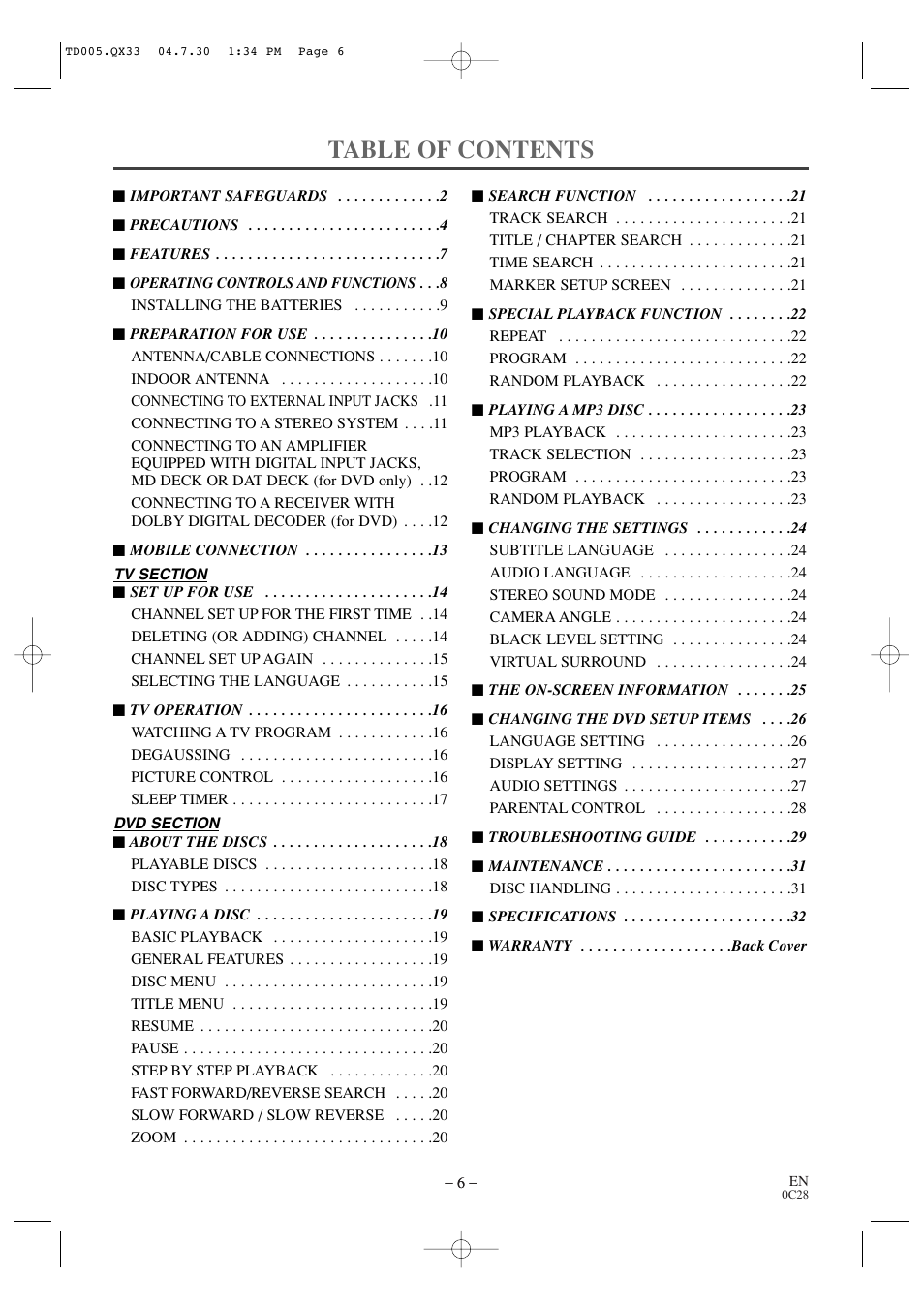 Sylvania SRTD309 User Manual | Page 6 / 40