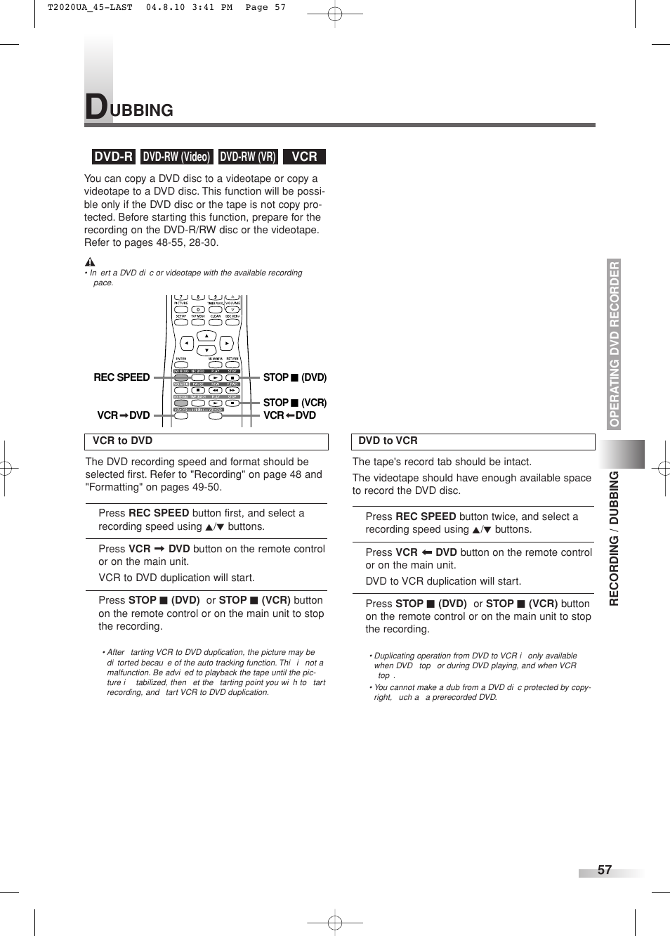 Ubbing | Sylvania SREC427 User Manual | Page 57 / 88