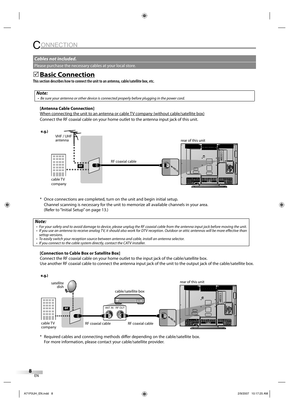 Onnection, Basic connection | Sylvania lc320ss8 User Manual | Page 8 / 40