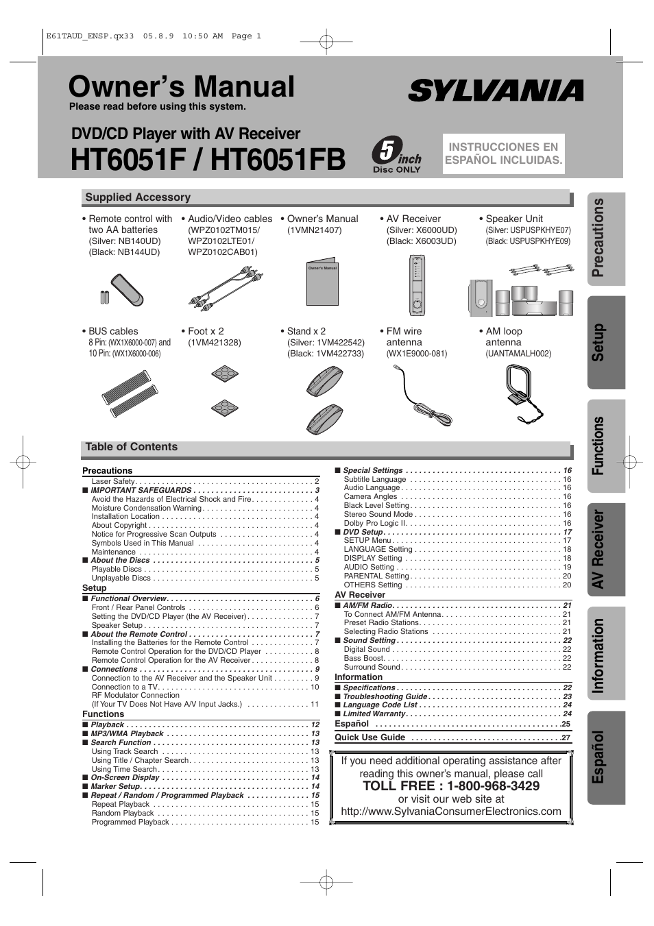 Sylvania HT6051FB User Manual | 28 pages