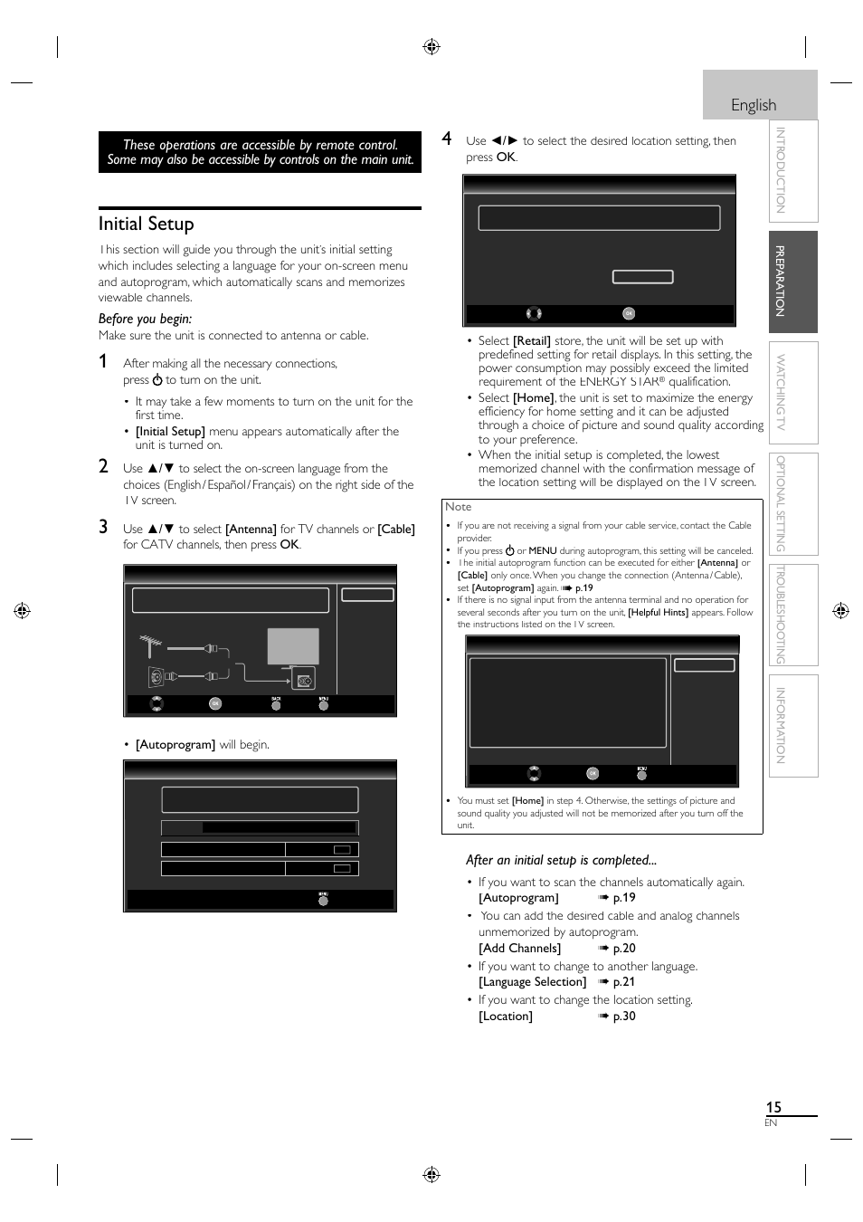Initial setup, English, Before you begin | After an initial setup is completed | Sylvania A01PDUH User Manual | Page 23 / 120