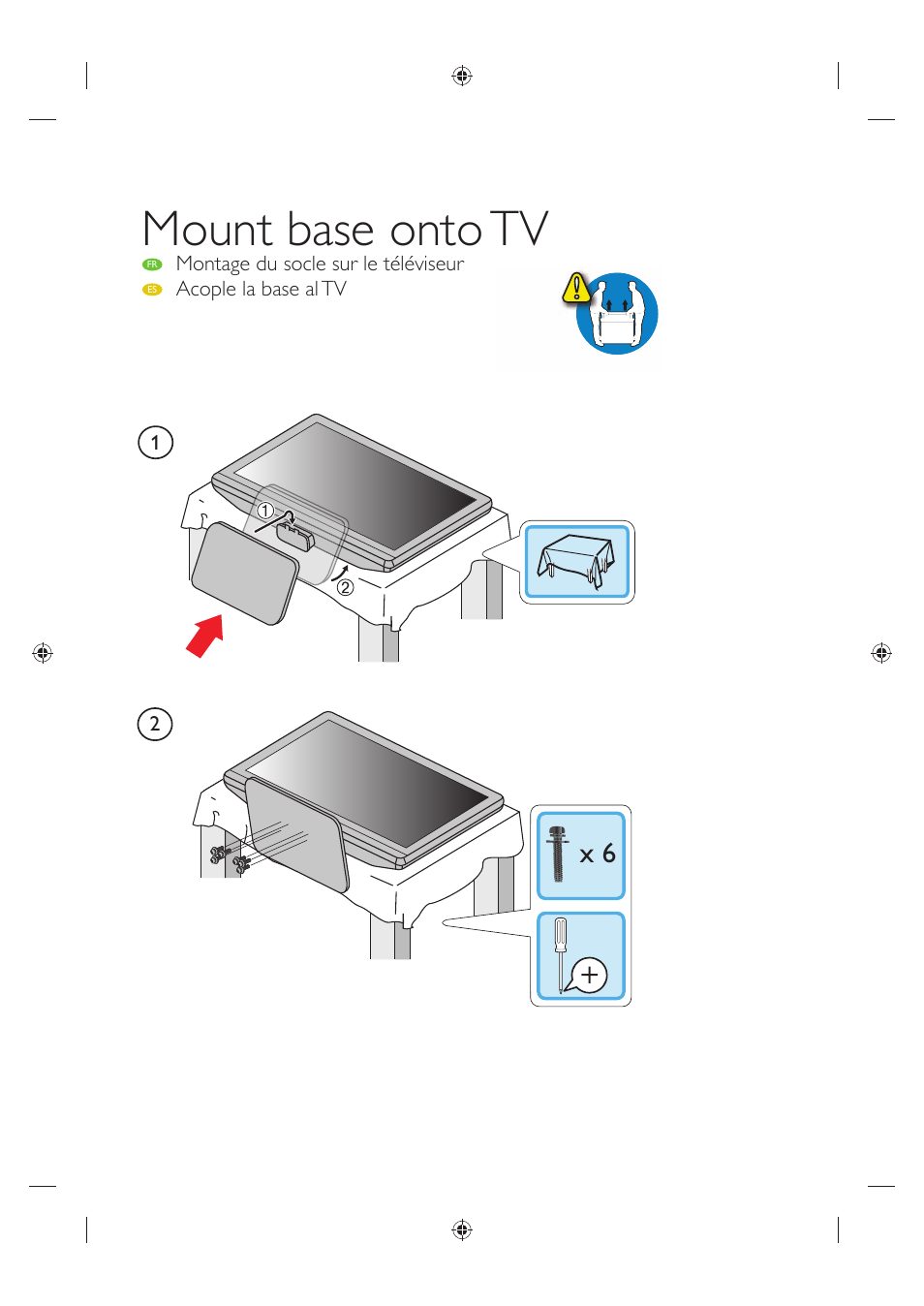 Mount base onto tv | Sylvania A01PDUH User Manual | Page 7 / 120