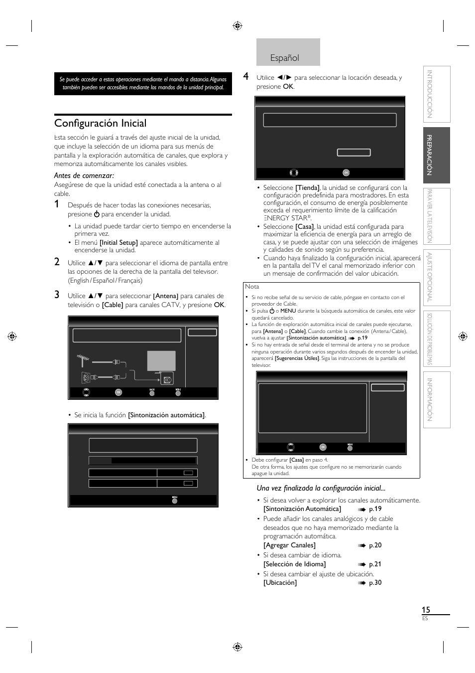 Confi guración inicial, Español, Antes de comenzar | Una vez fi nalizada la confi guración inicial | Sylvania A01PDUH User Manual | Page 97 / 120