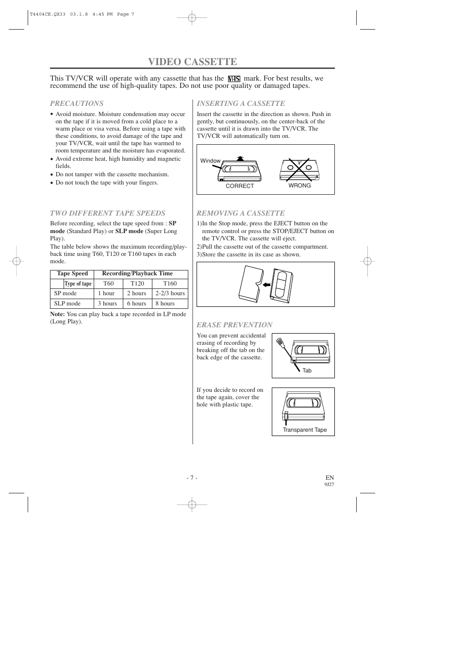 Video cassette | Sylvania C6309CD User Manual | Page 7 / 30