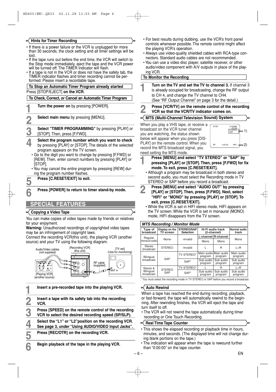 Special features | Sylvania C6260VD User Manual | Page 6 / 9