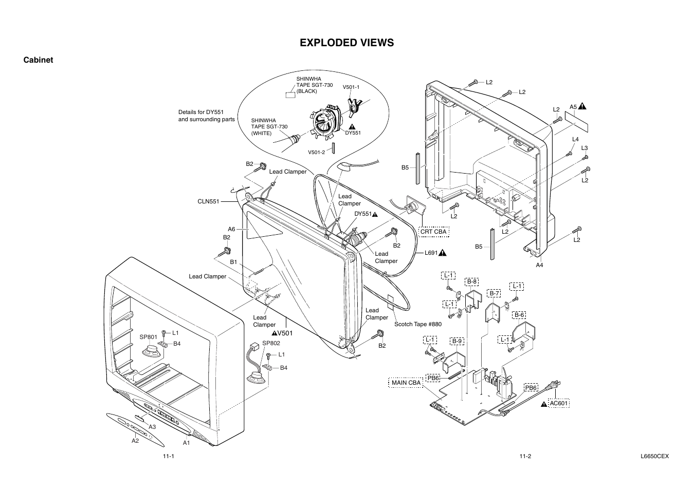 Cabinet exploded views, Exploded views, Cabinet | Sylvania SRT2232X User Manual | Page 41 / 56