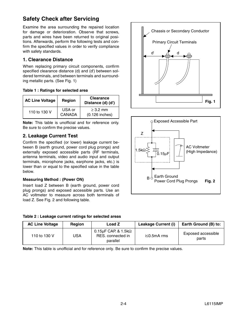 Safety check after servicing | Sylvania SRT2232X User Manual | Page 7 / 56