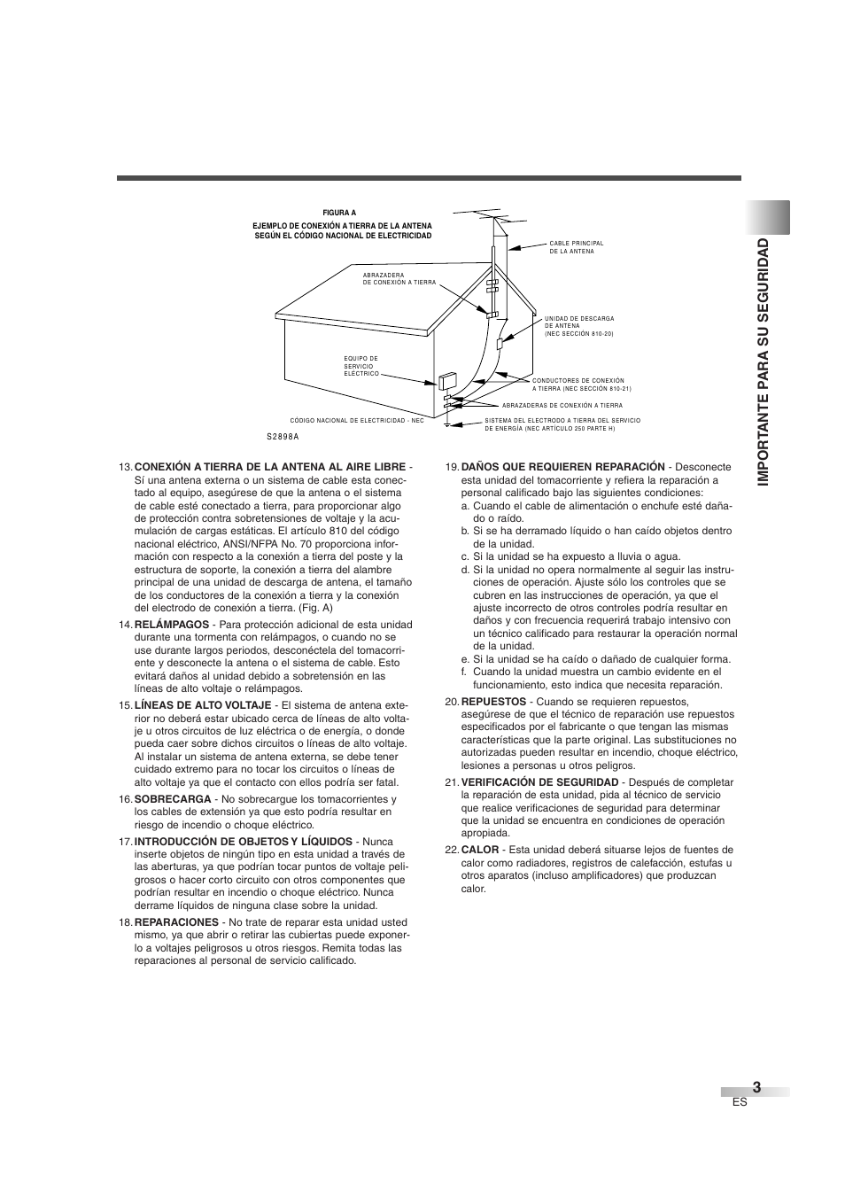 Impor t ante p ara su segurid ad | Sylvania SSGF4276 User Manual | Page 41 / 76