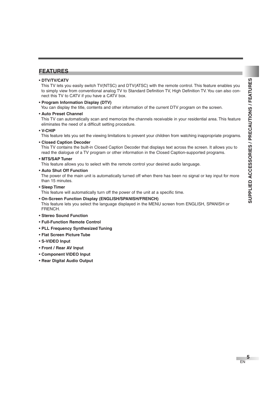 Features | Sylvania SSGF4276 User Manual | Page 5 / 76