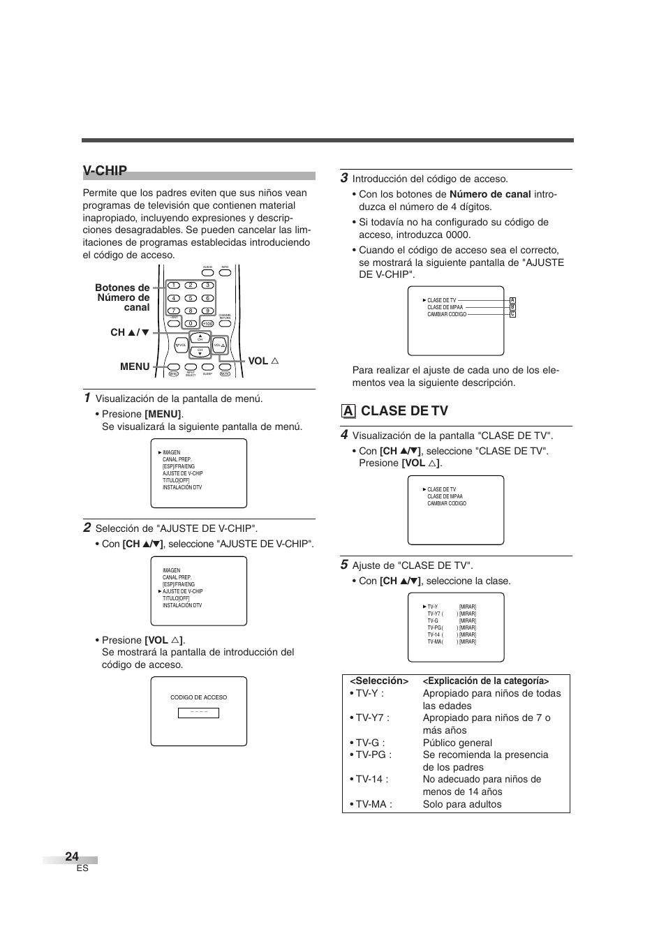 V-chip, A clase de tv | Sylvania SSGF4276 User Manual | Page 62 / 76