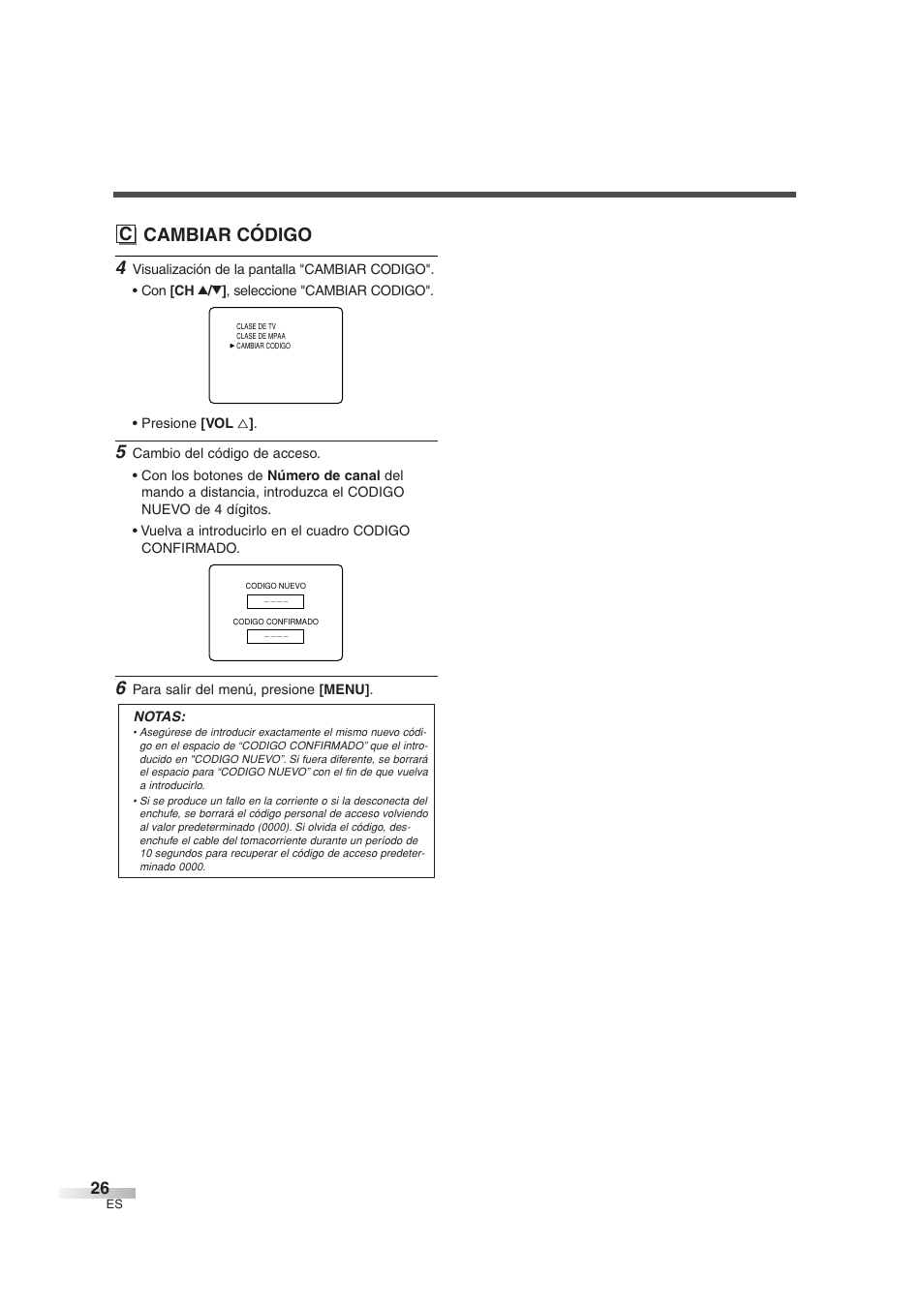 C cambiar código | Sylvania SSGF4276 User Manual | Page 64 / 76