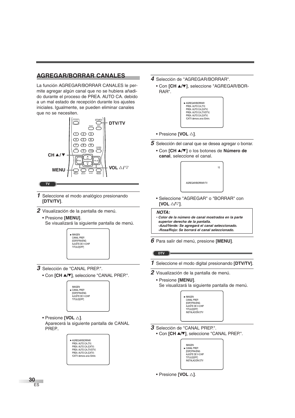 Agregar/borrar canales | Sylvania SSGF4276 User Manual | Page 68 / 76