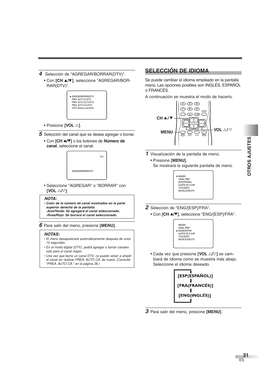 Selección de idioma, Ot r os ajustes | Sylvania SSGF4276 User Manual | Page 69 / 76
