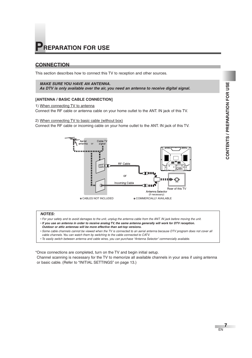 Reparation for use, Connection | Sylvania SSGF4276 User Manual | Page 7 / 76
