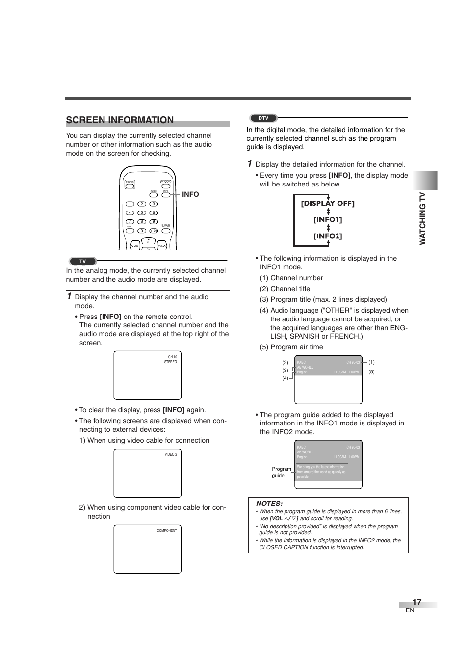 Screen information, Wa tching tv | Sylvania 6427GFG User Manual | Page 17 / 76