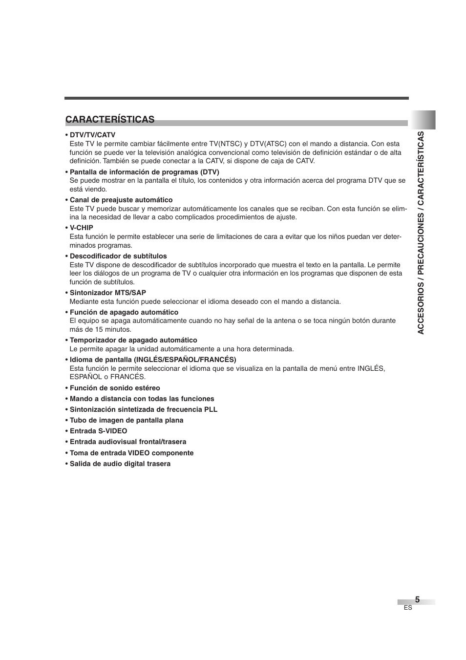 Características | Sylvania 6427GFG User Manual | Page 43 / 76