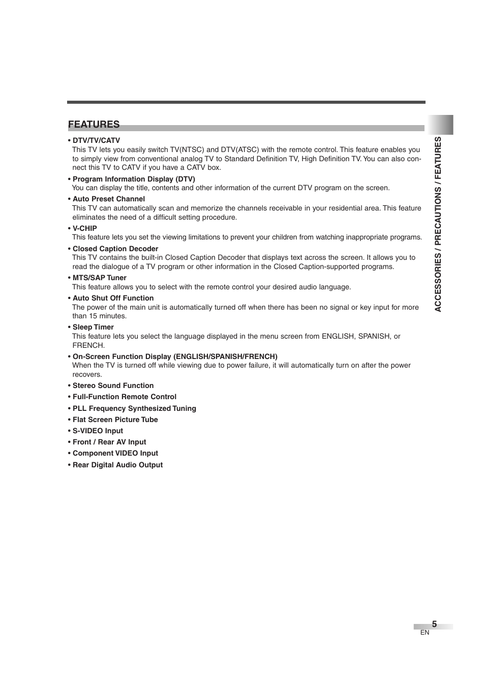 Features | Sylvania 6427GFG User Manual | Page 5 / 76