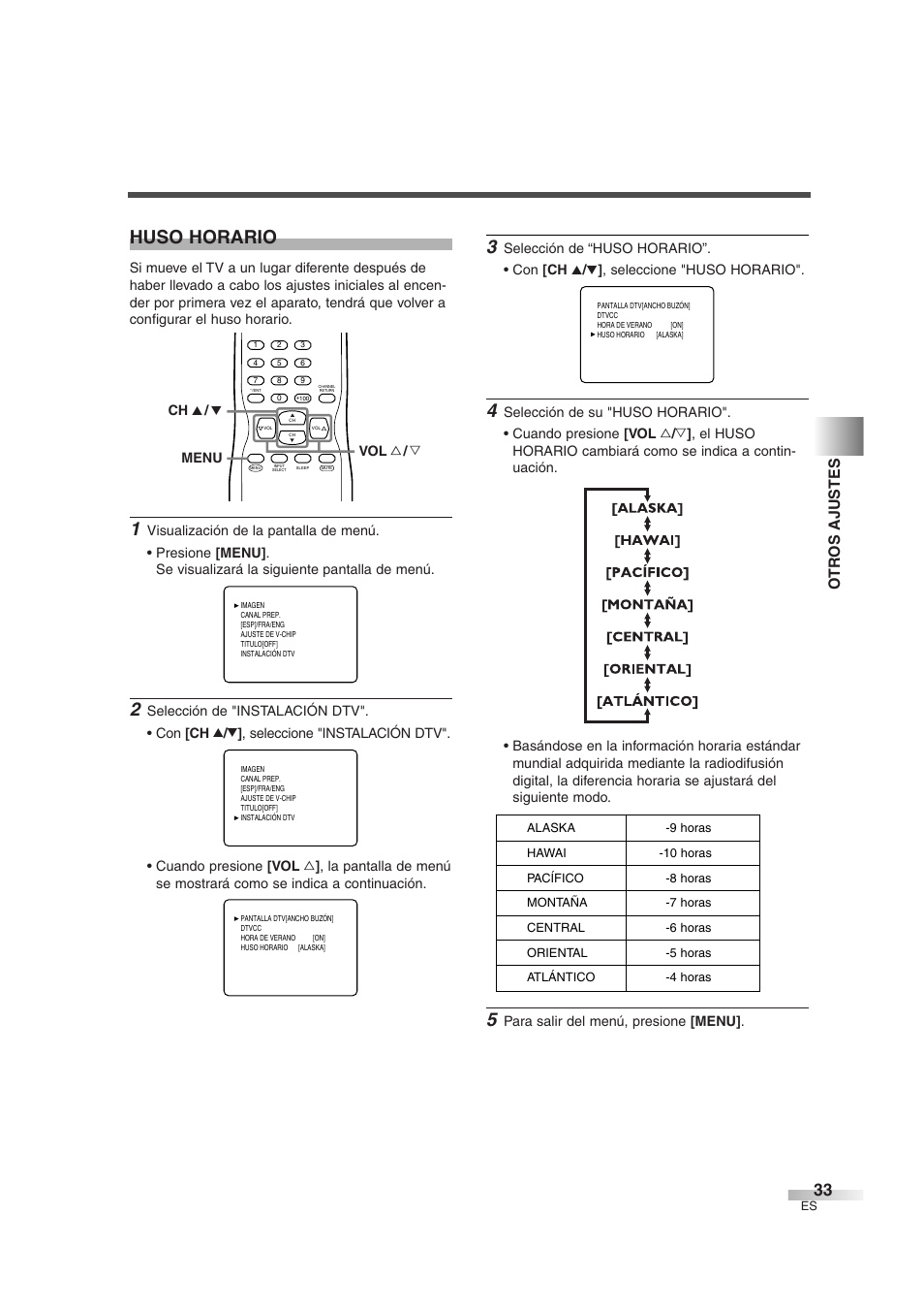 Huso horario, Ot r os ajustes | Sylvania 6427GFG User Manual | Page 71 / 76